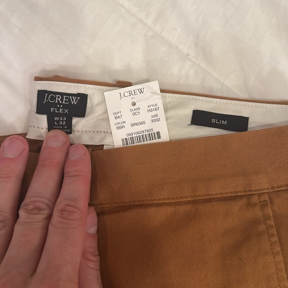 J Crew Slim-fit flex chino pant Walnut khaki 33 W x 32 L *NWT* - Picture 3 of 4